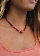 Cognac Baltic Sea Amber || Cherry + Rose Quartz || Necklace Set - Natural Beginnings