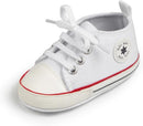 Unisex Baby Boy Girl Canvas Sneaker Soft Sole Ankle Infant First Walkers Crib Shoe - Natural Beginnings