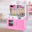 Kids Wooden Pretend Cooking Playset Cookware Play Set Kitchen Toys Toddler Gift - Pink - Natural Beginnings