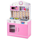 Kids Wooden Pretend Cooking Playset Cookware Play Set Kitchen Toys Toddler Gift - Pink - Natural Beginnings