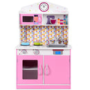 Kids Wooden Pretend Cooking Playset Cookware Play Set Kitchen Toys Toddler Gift - Pink - Natural Beginnings