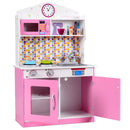 Kids Wooden Pretend Cooking Playset Cookware Play Set Kitchen Toys Toddler Gift - Pink - Natural Beginnings